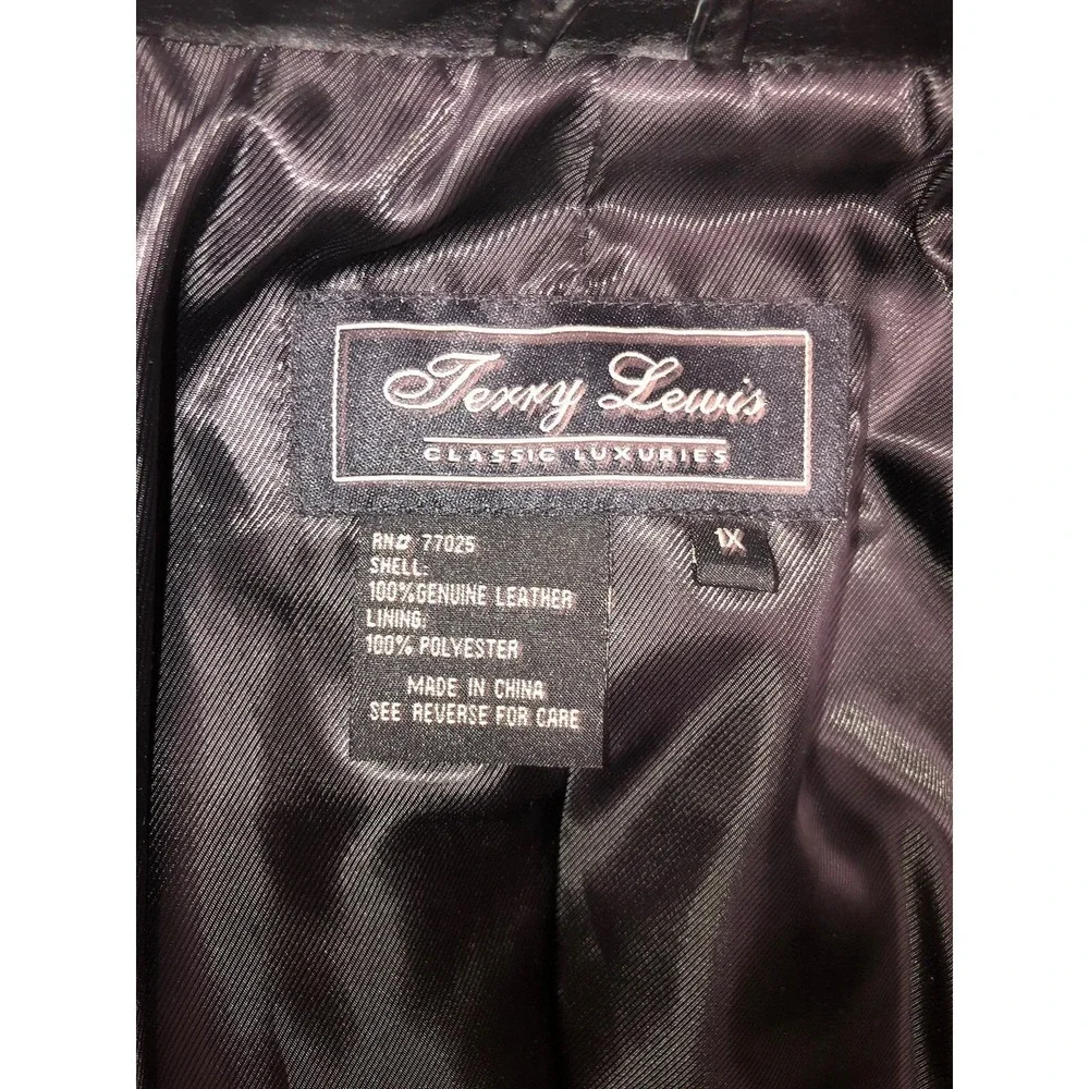 Terry Lewis Jacket Women's 1X Black Leather  Classic Luxuries Sleeve‎ Zippers